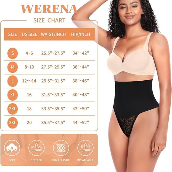 Tummy Control Thong Shapewear for Women Mid High Waisted Body Shaper Underwear - Picture 4 of 5